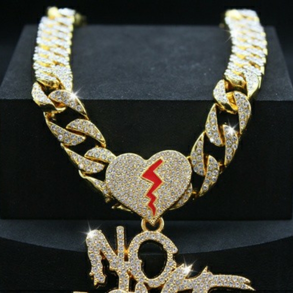 Men's Rhinestone No Love Diamond Chain - Picture 2 of 7